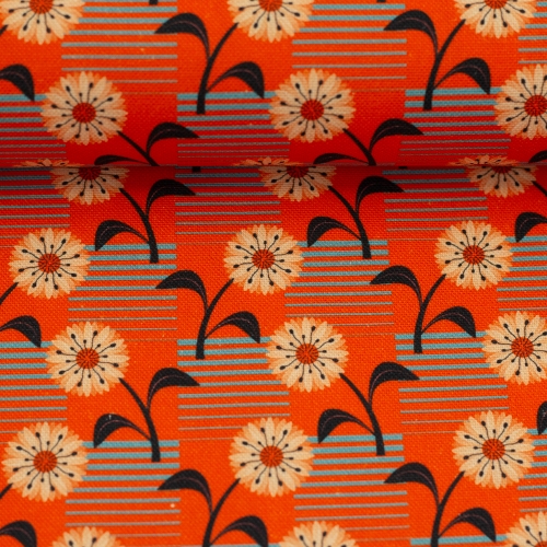 Canvas - Retro - Blumen - orange